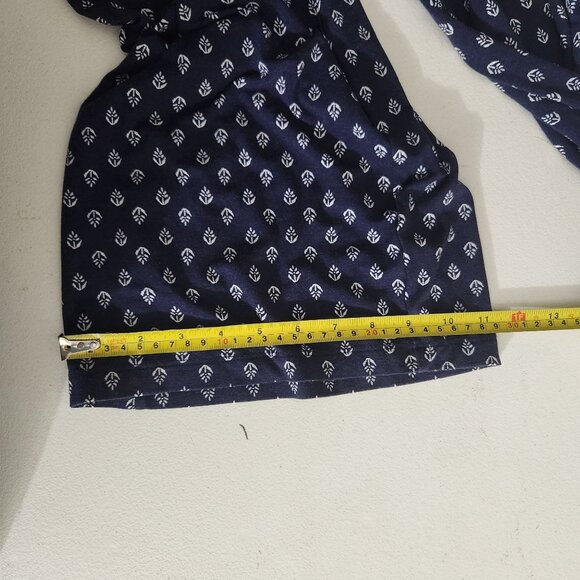 Old Navy Womens Navy Blue White Printed Jumpsuit Size Tall Large Tie Waist - Picture 7 of 16